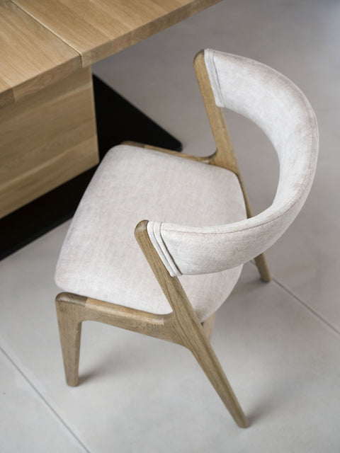 Sedia da pranzo in legno massello di rovere e tessuto 76 cm Atrani