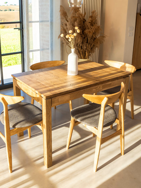 Dining extendable table of solid oak wood in wild oak shade Cancun