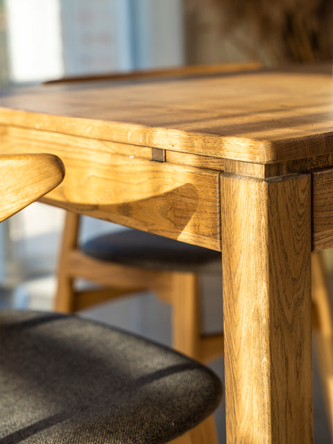 Dining extendable table of solid oak wood in wild oak shade Cancun