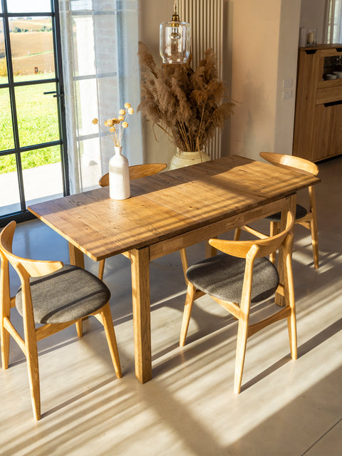 Dining extendable table of solid oak wood in wild oak shade Cancun