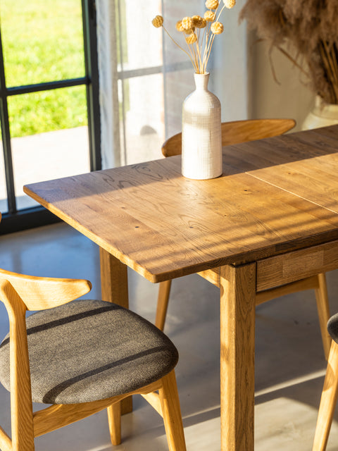 Dining extendable table of solid oak wood in wild oak shade Cancun