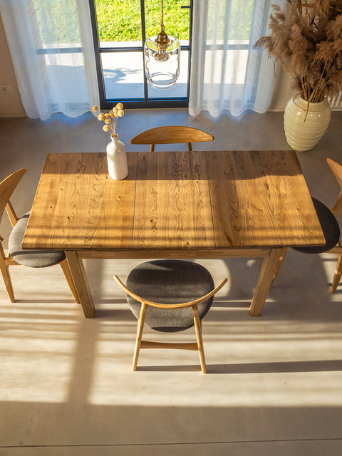 Dining extendable table of solid oak wood in wild oak shade Cancun