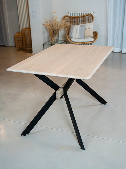 Dining table rectangular of solid oak modern white Ercole