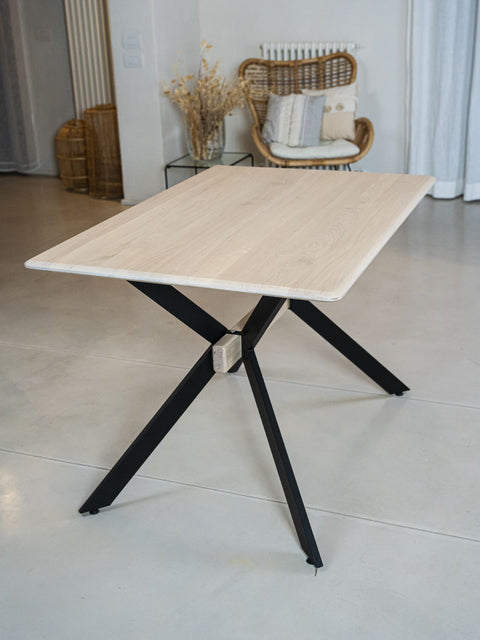 Tavolo da pranzo rettangolare in rovere massello moderno bianco Ercole