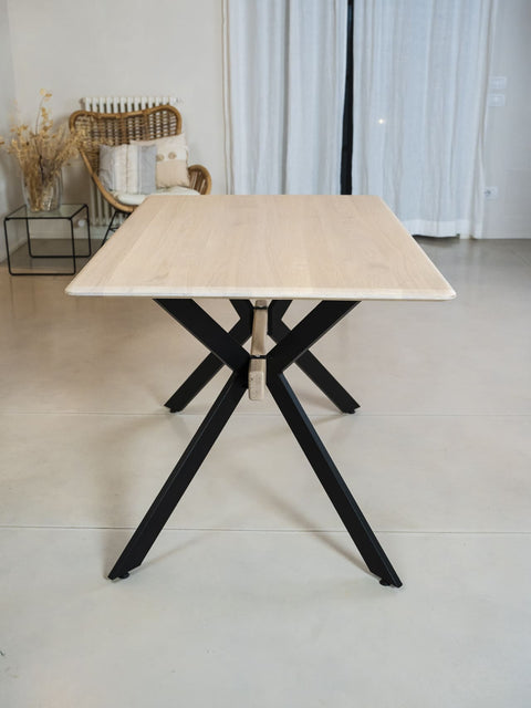 Tavolo da pranzo rettangolare in rovere massello moderno bianco Ercole