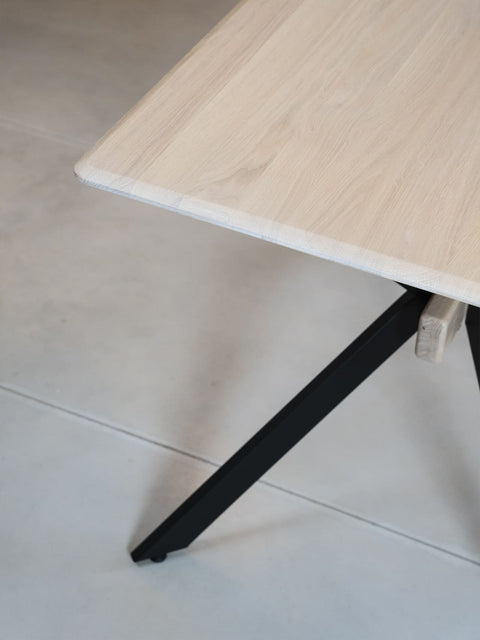 Tavolo da pranzo rettangolare in rovere massello moderno bianco Ercole