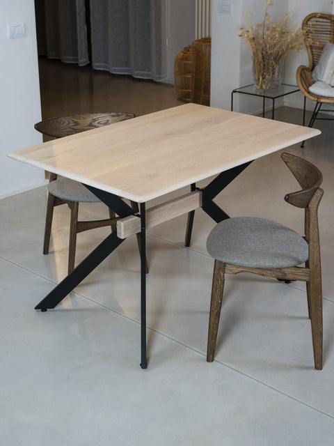Tavolo da pranzo rettangolare in rovere massello moderno bianco Ercole
