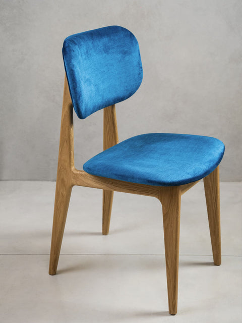 Sedia 81 cm in rovere massello e sedile morbido in tessuto moderno naturale Mevis
