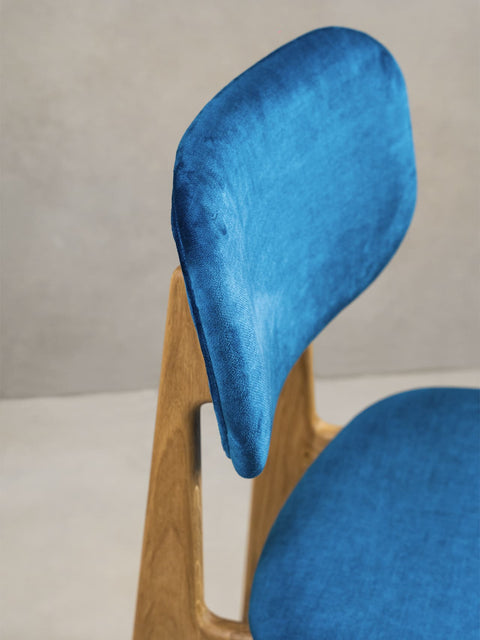 Chair 81 cm of solid oak and fabric soft seat modern natural Mevis