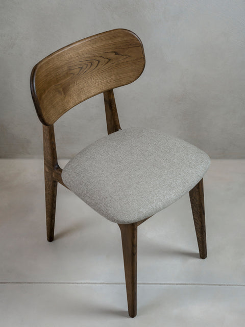 Dining chair of solid oak wood 80 cm brown soft Paolo