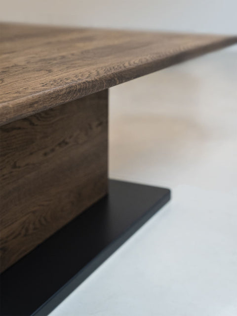 Tavolino da caffè in legno massello di rovere fumé 120x80x40 cm Galileo