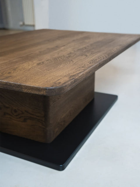 Tavolino da caffè in legno massello di rovere fumé 120x80x40 cm Galileo
