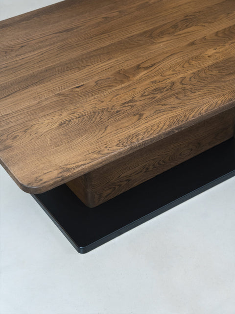 Tavolino da caffè in legno massello di rovere fumé 120x80x40 cm Galileo