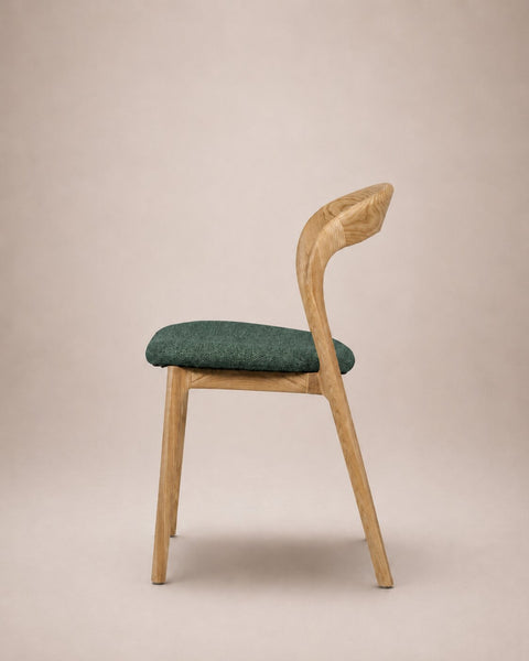 Solid oak wood dining chair natural green 80 cm Arco