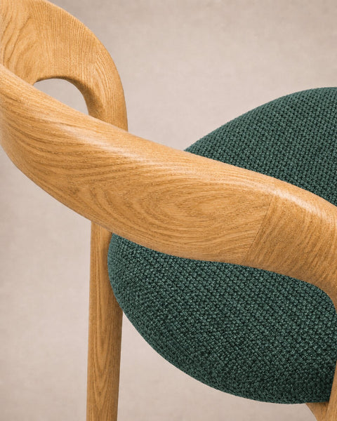 Solid oak wood dining chair natural green 80 cm Arco