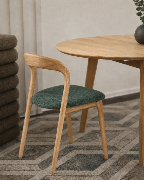 Solid oak wood dining chair natural green 80 cm Arco