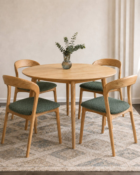 Solid oak wood dining chair natural green 80 cm Arco