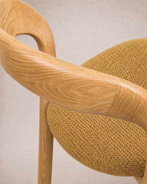 Solid oak wood dining chair natural yellow 80 cm Arco