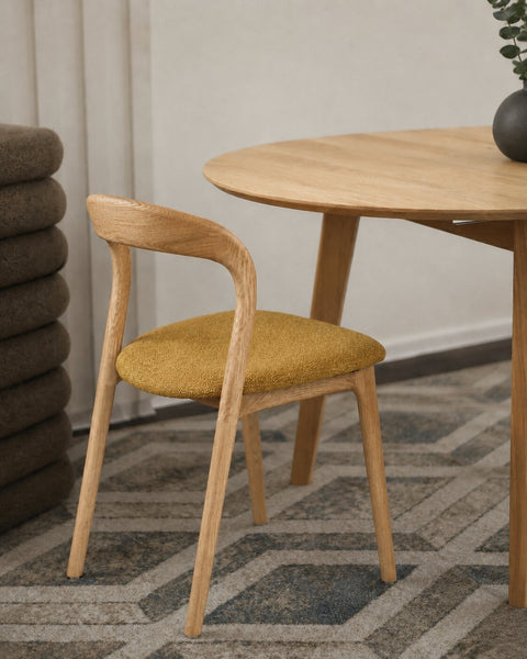 Solid oak wood dining chair natural yellow 80 cm Arco