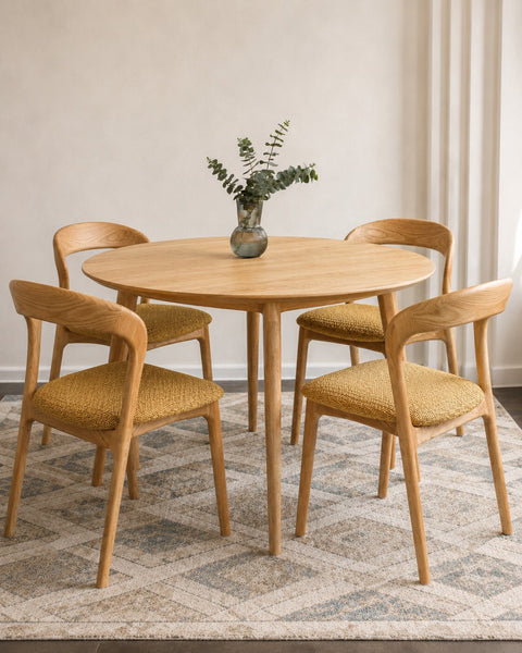 Solid oak wood dining chair natural yellow 80 cm Arco