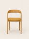 Dining chair with upholstered seat in yellow fabric and solid oak wood natural Arco