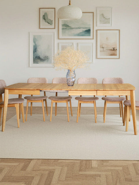 Solid oak extendable dining transformer table natural Atlante