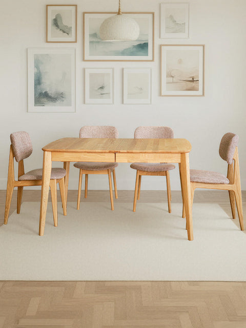 Solid oak extendable dining transformer table natural Atlante