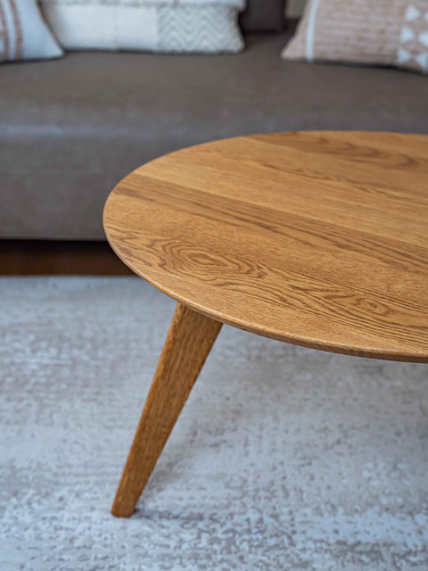 Tavolino da caffè 70 cm rovere massello finitura olio naturale moderno naturale Logan