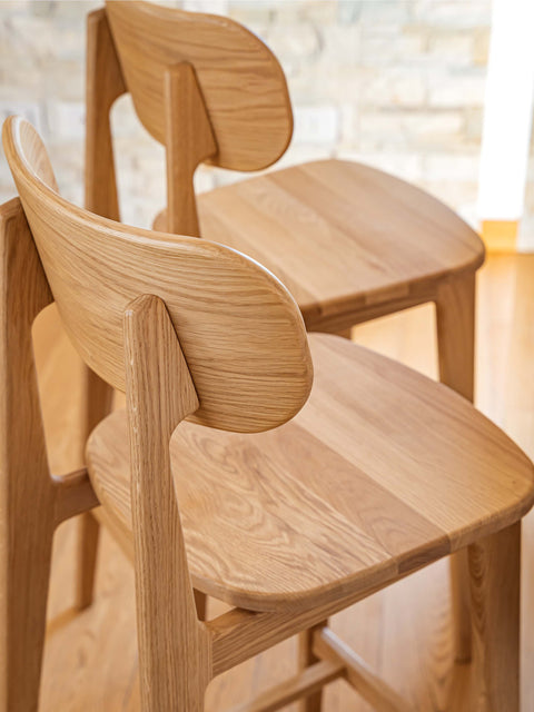 Bar chair of solid oak modern style natural 46x42x109 cm Paolo