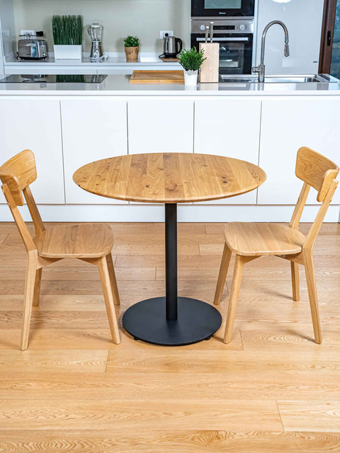 Dining table round of solid oak modern natural Echo