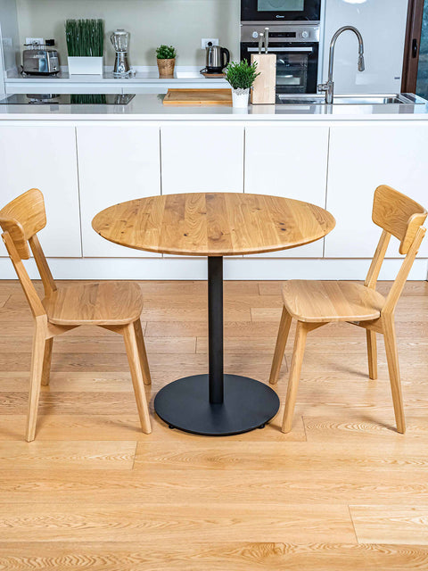 Tavolo da pranzo rotondo in rovere massello moderno naturale cm Echo