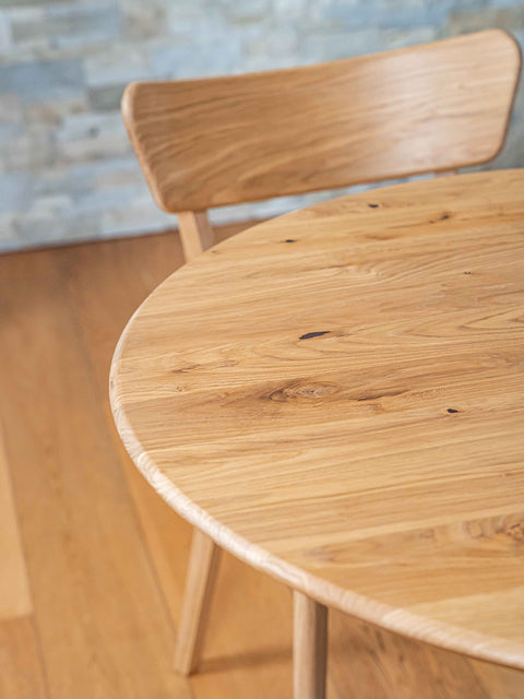 Dining table round of solid oak modern natural Echo