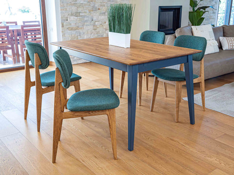 Dining extendable table solid oak modern natural blue Austin