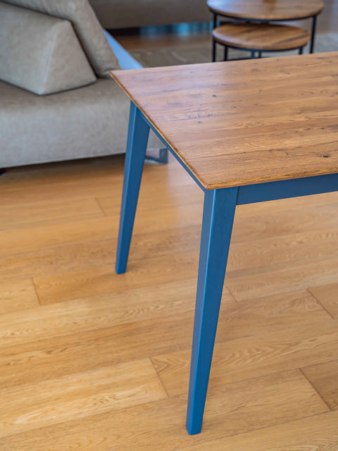 Dining extendable table solid oak modern natural blue Austin