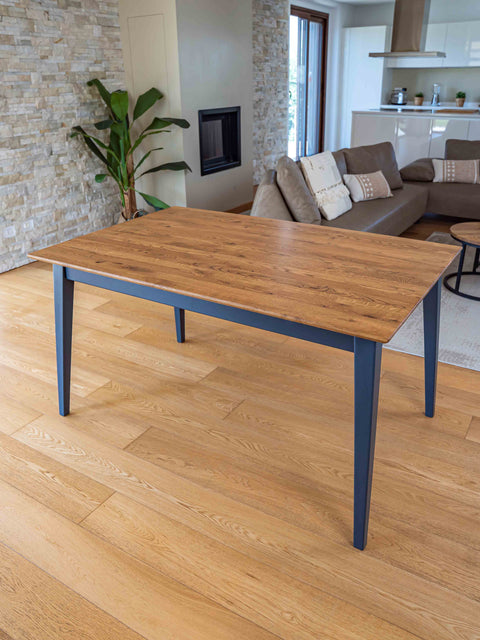 Dining extendable table solid oak modern natural blue Austin