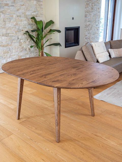 Dining extendable table solid oak modern brown Sun