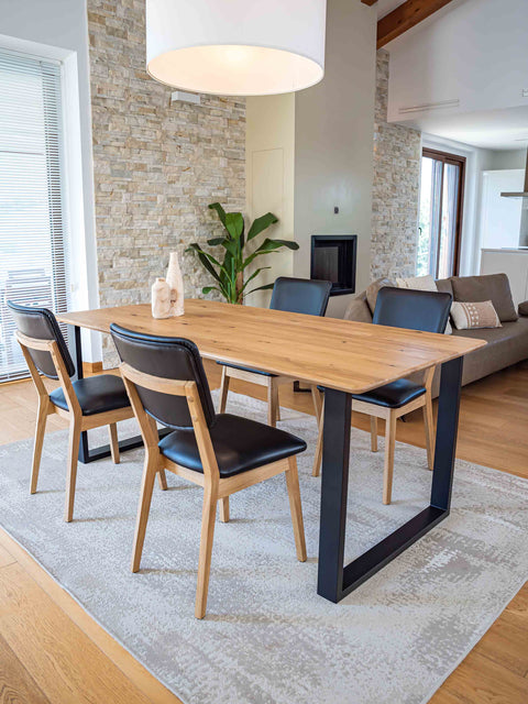 Tavolo da pranzo in rovere massello nordico loft naturale cm Ronelle