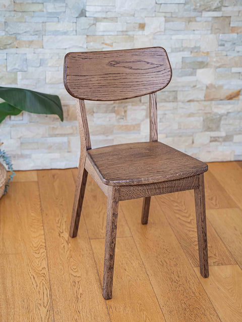 Chair of oak natural oil finish hard seat modern brown 80 cm Teo