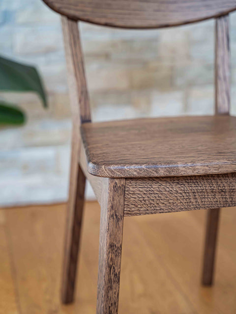 Chair of oak natural oil finish hard seat modern brown 80 cm Teo