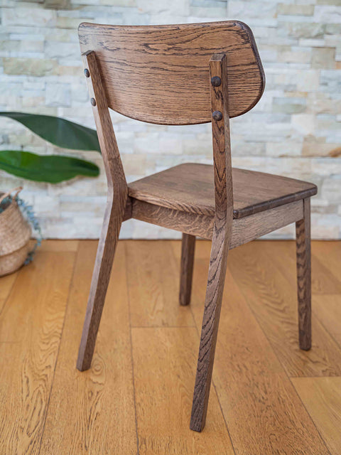 Chair of oak natural oil finish hard seat modern brown 80 cm Teo