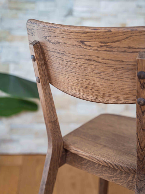 Chair of oak natural oil finish hard seat modern brown 80 cm Teo