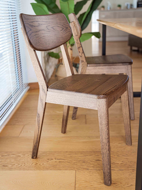 Chair of oak natural oil finish hard seat modern brown 80 cm Teo