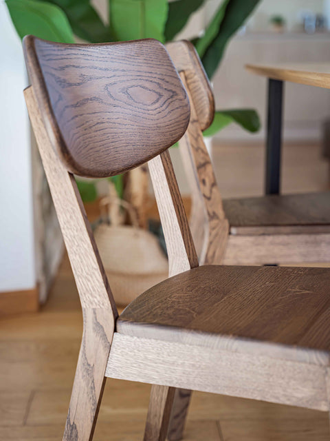 Chair of oak natural oil finish hard seat modern brown 80 cm Teo