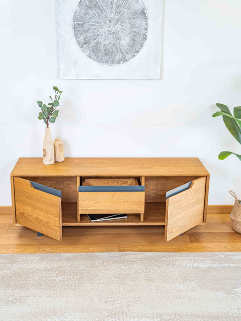 TV stand 150 сm of solid oak 2 doors modern nordic natural Adena