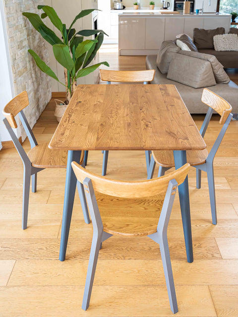 Dining table rectangular of solid oak modern natural Joy