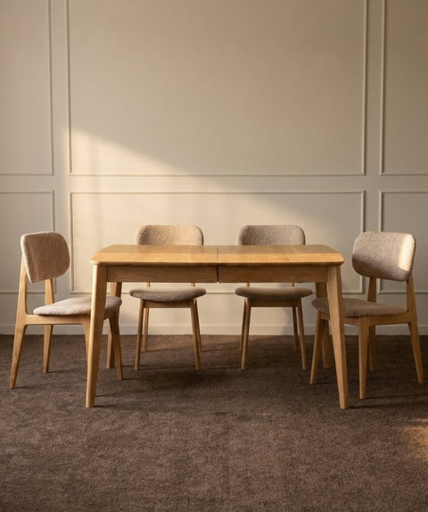 Solid oak extendable dining transformer table natural Atlante