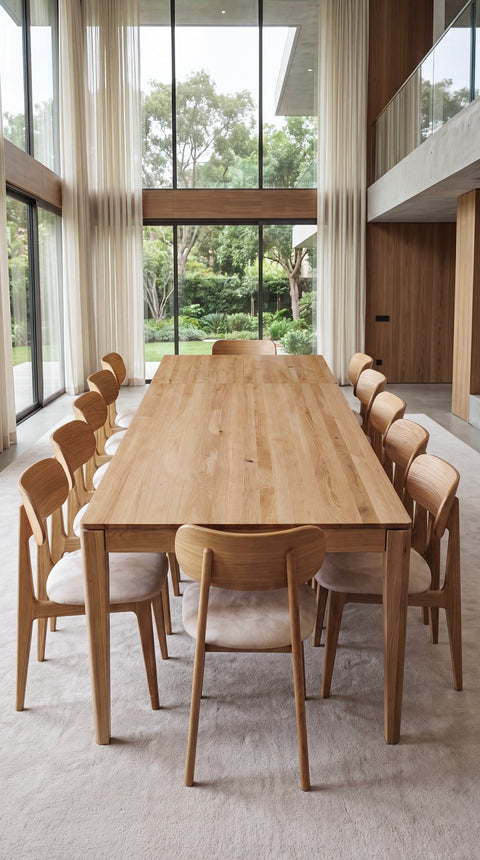 Extendable dining table 200-285x100 cm with leaf in solid oak wood natural Cortona Max