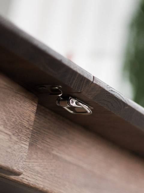 Solid oak extendable dining transformer table smoked Atlante