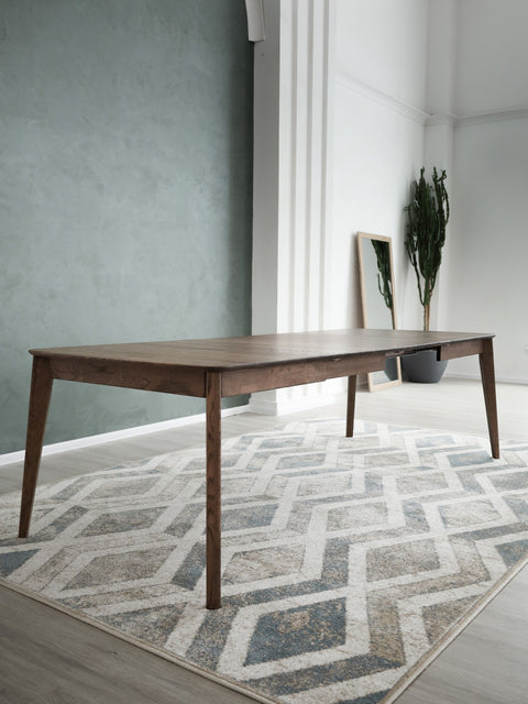 Solid oak extendable dining transformer table smoked Atlante