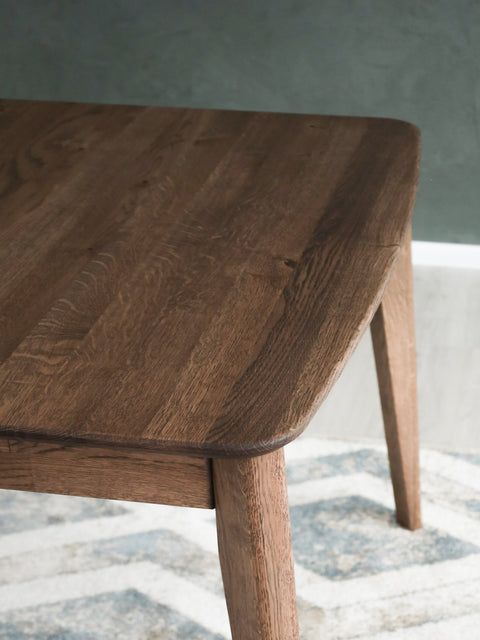 Solid oak extendable dining transformer table smoked Atlante